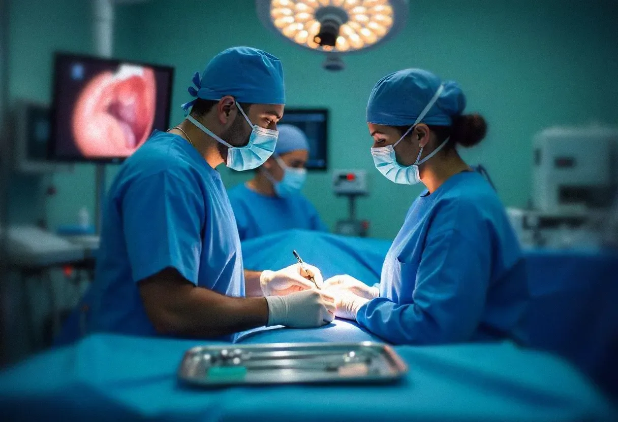 Endoscopists doing an endoscopy